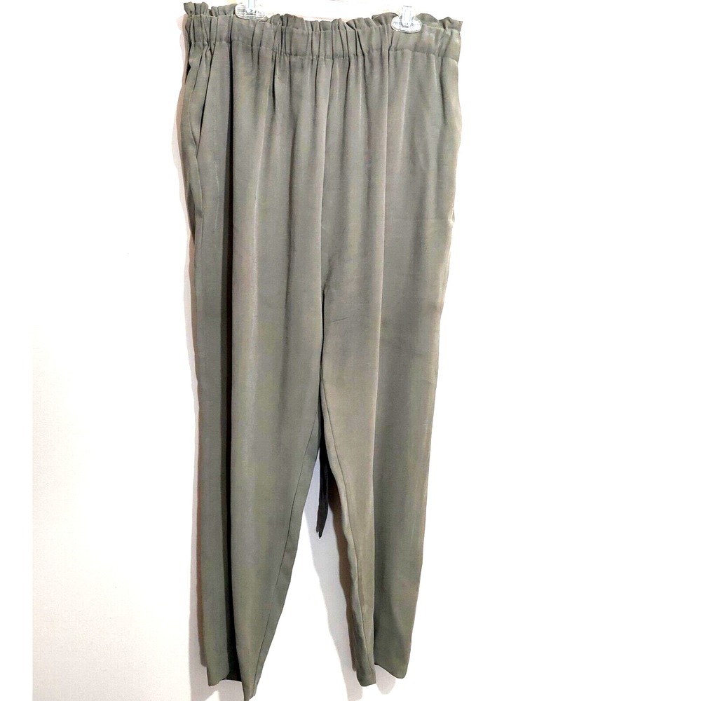 BCBGeneration Womens Medium Pants‎ Pull On Self Tie Belt Tapered Ankle Olive NEW